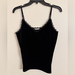 Velvet Black With Lace Trim Cami Top